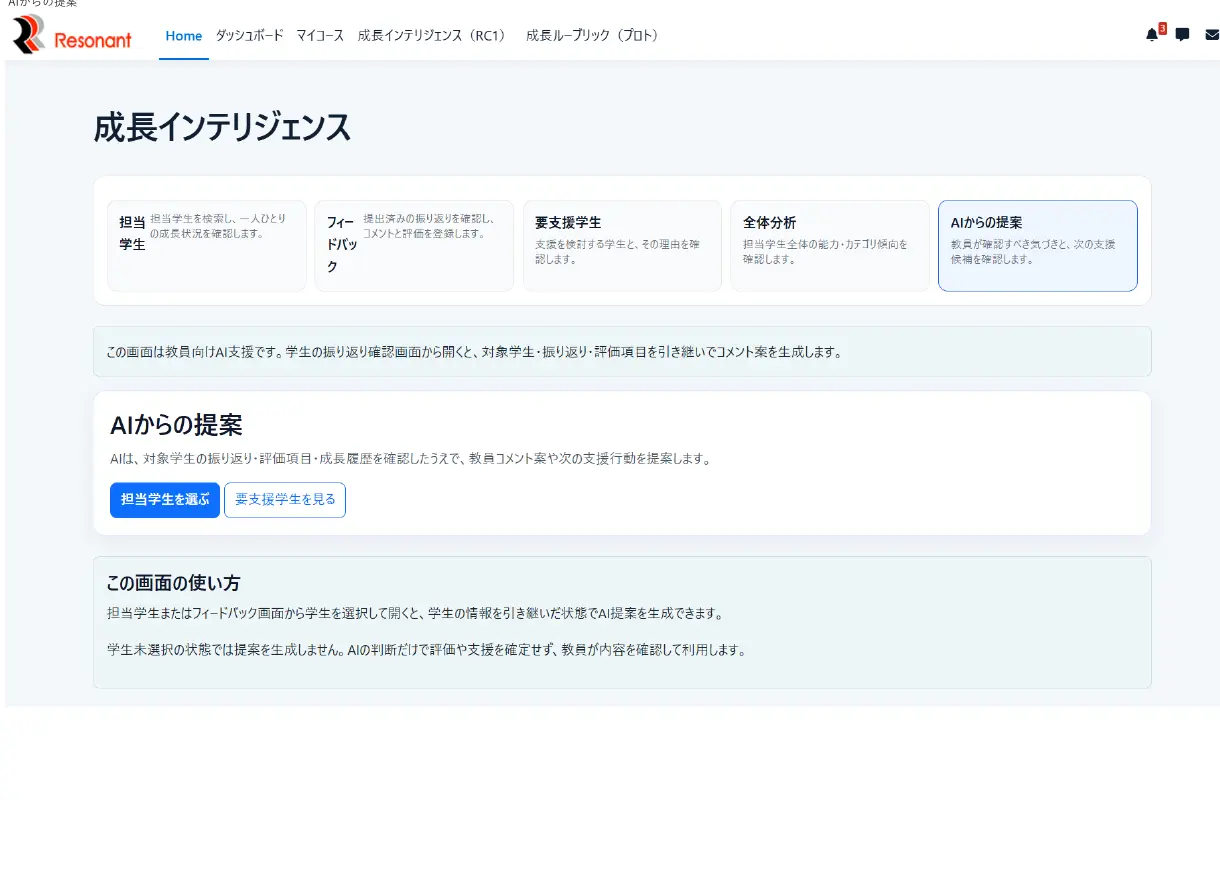 AIからの提案の画面